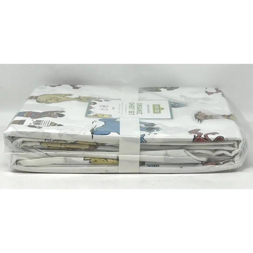 Pottery Barn Kids Sesame Street TWIN SIZE Organic Sheet Set of 3 Pc Big Bird